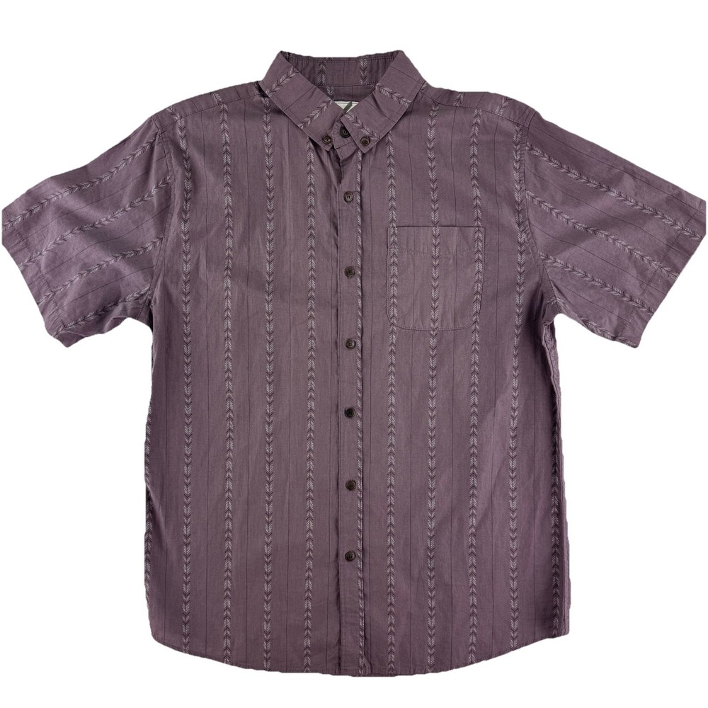 Katin Short Sleeve Button Up Shirt Mens XL Purple Cotton